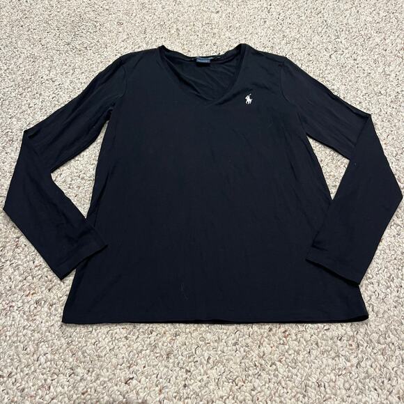 Ralph Lauren Sport Long Sleeve Black Tee Sz XS Pima Cotton Basic Capsule Preppy - Picture 1 of 5